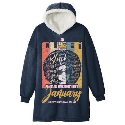 A Queen Was Born In January Hooded Wearable Blanket