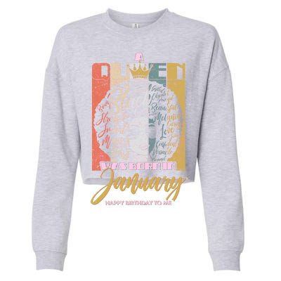 A Queen Was Born In January Cropped Pullover Crew