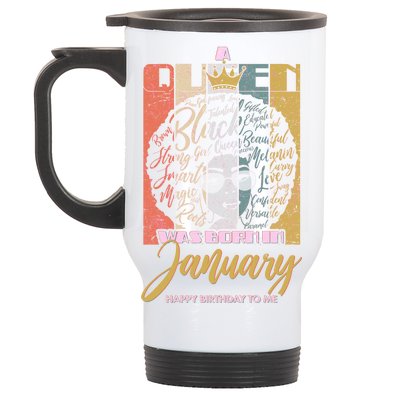 A Queen Was Born In January Stainless Steel Travel Mug