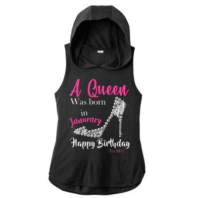 A Queen Was Born In January Birthday Ladies PosiCharge Tri-Blend Wicking Draft Hoodie Tank