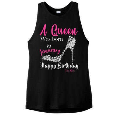 A Queen Was Born In January Birthday Ladies PosiCharge Tri-Blend Wicking Tank