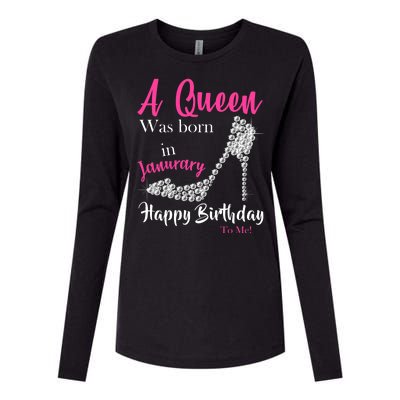 A Queen Was Born In January Birthday Womens Cotton Relaxed Long Sleeve T-Shirt