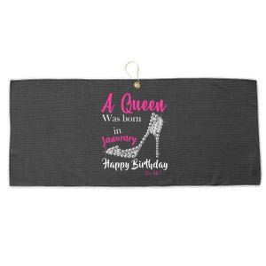 A Queen Was Born In January Birthday Large Microfiber Waffle Golf Towel