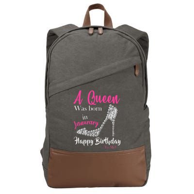 A Queen Was Born In January Birthday Cotton Canvas Backpack