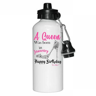 A Queen Was Born In January Birthday Aluminum Water Bottle 