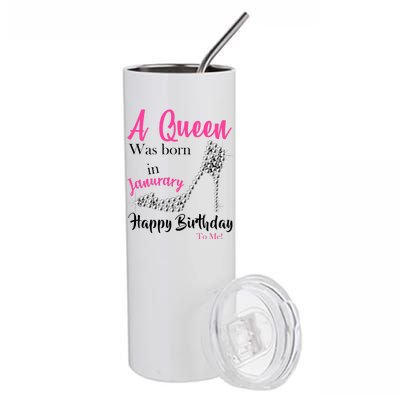 A Queen Was Born In January Birthday Stainless Steel Tumbler