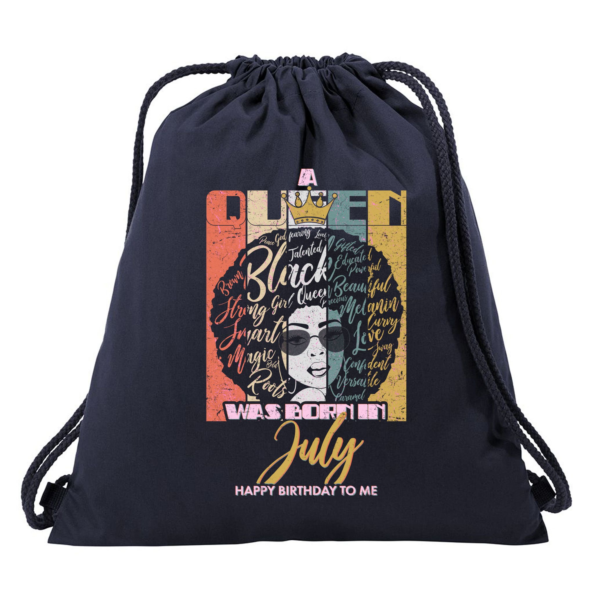 A Queen Was Born In July Drawstring Bag