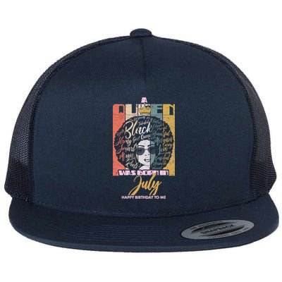 A Queen Was Born In July Flat Bill Trucker Hat