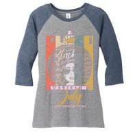 A Queen Was Born In July Women's Tri-Blend 3/4-Sleeve Raglan Shirt