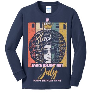 A Queen Was Born In July Kids Long Sleeve Shirt