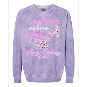 A Queen Was Born In July Fancy Birthday Colorblast Crewneck Sweatshirt