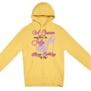 A Queen Was Born In July Fancy Birthday Premium Pullover Hoodie