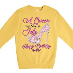 A Queen Was Born In July Fancy Birthday Premium Crewneck Sweatshirt