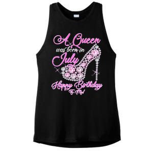 A Queen Was Born In July Fancy Birthday Ladies PosiCharge Tri-Blend Wicking Tank