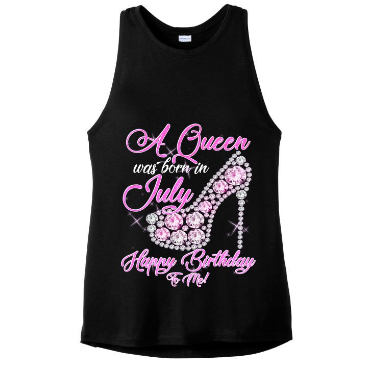 A Queen Was Born In July Fancy Birthday Ladies PosiCharge Tri-Blend Wicking Tank