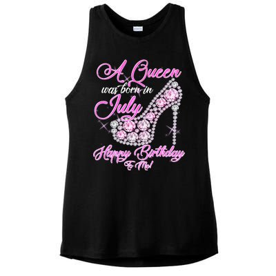 A Queen Was Born In July Fancy Birthday Ladies PosiCharge Tri-Blend Wicking Tank