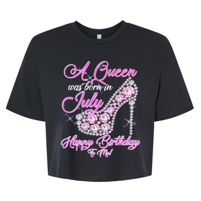 A Queen Was Born In July Fancy Birthday Bella+Canvas Jersey Crop Tee