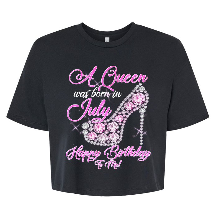 A Queen Was Born In July Fancy Birthday Bella+Canvas Jersey Crop Tee