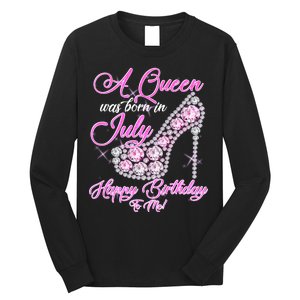 A Queen Was Born In July Fancy Birthday Long Sleeve Shirt