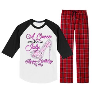 A Queen Was Born In July Fancy Birthday Raglan Sleeve Pajama Set