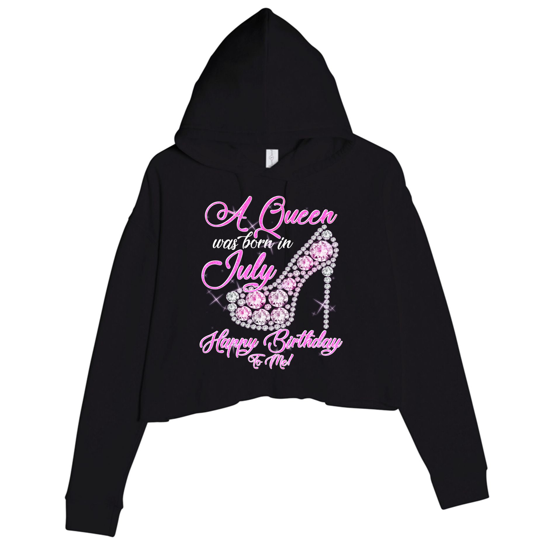 A Queen Was Born In July Fancy Birthday Crop Fleece Hoodie