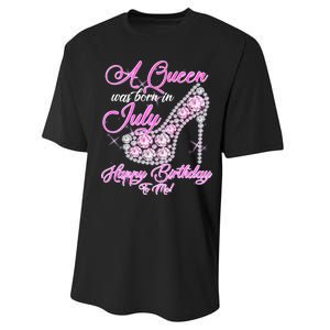 A Queen Was Born In July Fancy Birthday Performance Sprint T-Shirt