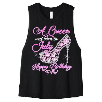 A Queen Was Born In July Fancy Birthday Women's Racerback Cropped Tank