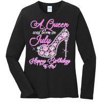 A Queen Was Born In July Fancy Birthday Ladies Long Sleeve Shirt