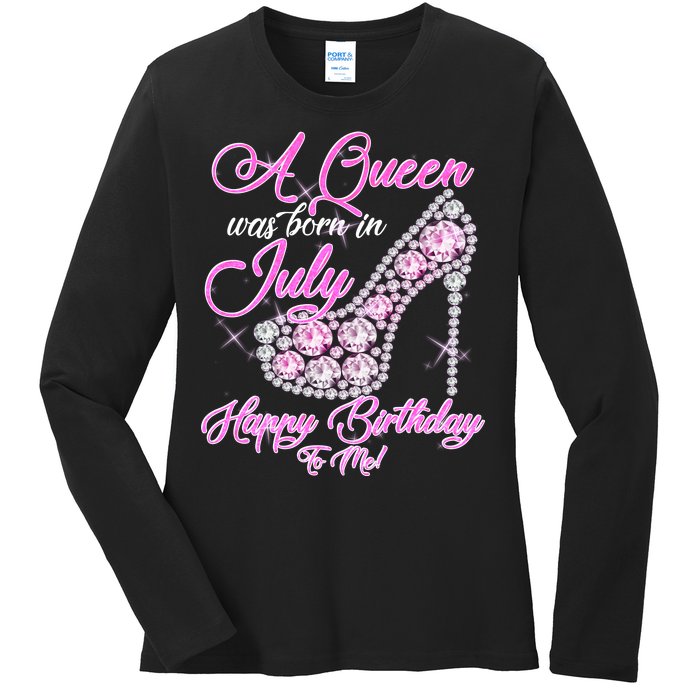 A Queen Was Born In July Fancy Birthday Ladies Long Sleeve Shirt