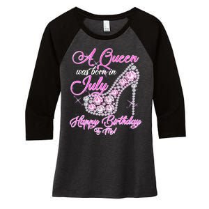 A Queen Was Born In July Fancy Birthday Women's Tri-Blend 3/4-Sleeve Raglan Shirt