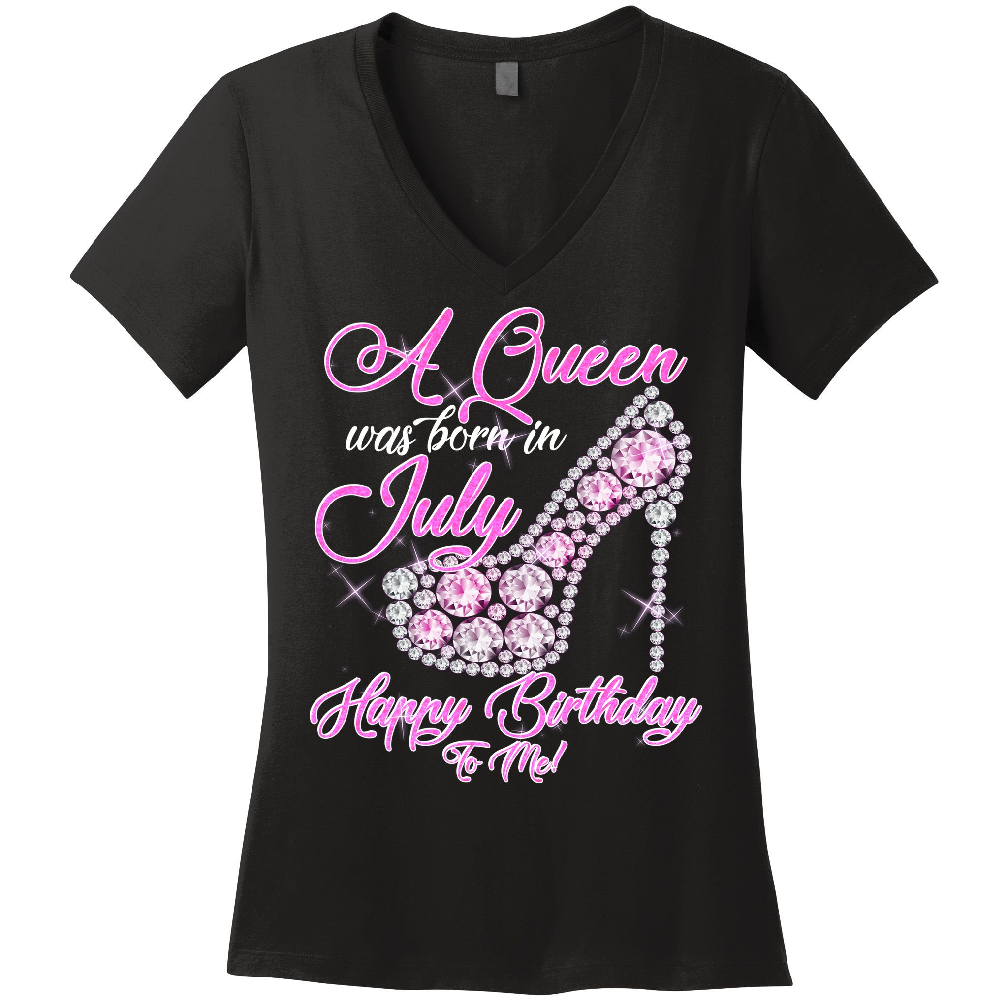 A Queen Was Born In July Fancy Birthday Women's V-Neck T-Shirt