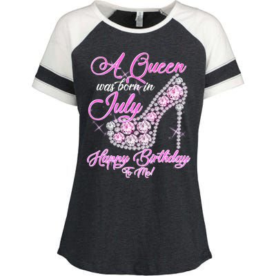 A Queen Was Born In July Fancy Birthday Enza Ladies Jersey Colorblock Tee