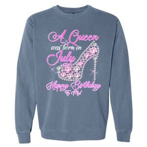 A Queen Was Born In July Fancy Birthday Garment-Dyed Sweatshirt