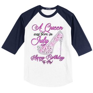 A Queen Was Born In July Fancy Birthday Baseball Sleeve Shirt