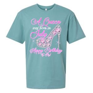 A Queen Was Born In July Fancy Birthday Sueded Cloud Jersey T-Shirt