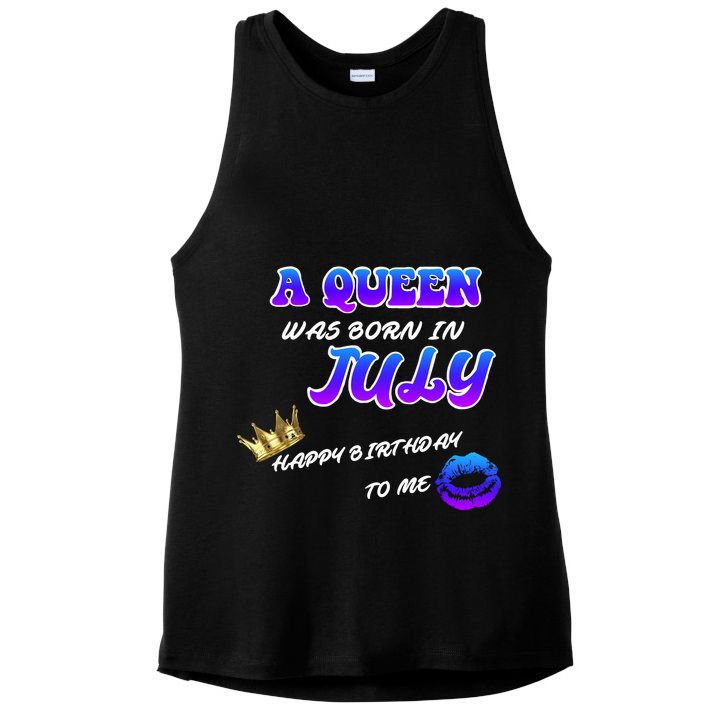 A Queen Was Born In July Happy Birthday To Me Ladies PosiCharge Tri-Blend Wicking Tank