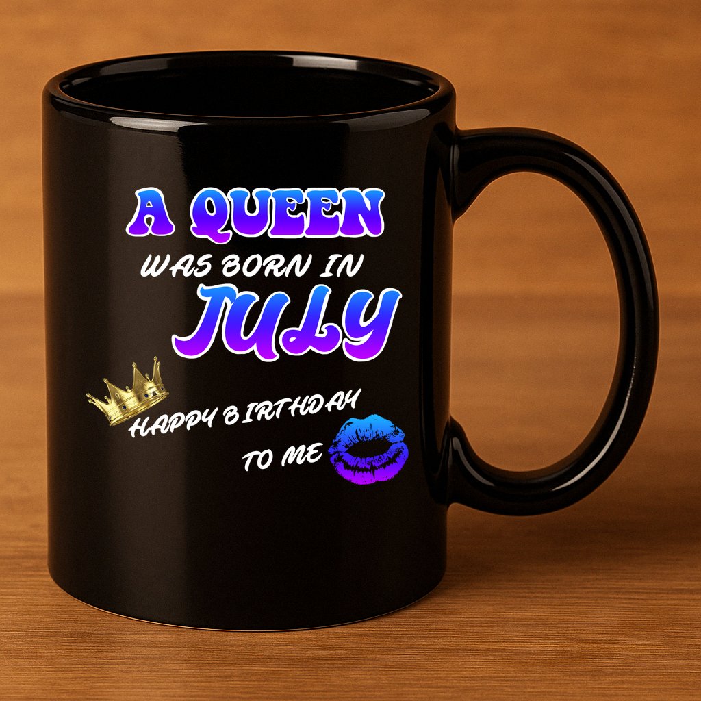 A Queen Was Born In July Happy Birthday To Me 11oz C Handle Ceramic Mug