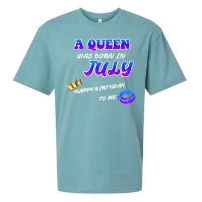 A Queen Was Born In July Happy Birthday To Me Sueded Cloud Jersey T-Shirt