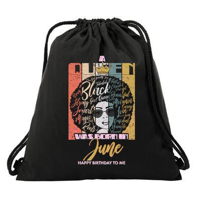A Queen Was Born In June Drawstring Bag