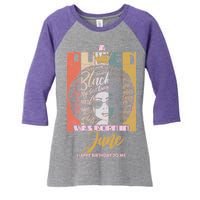 A Queen Was Born In June Women's Tri-Blend 3/4-Sleeve Raglan Shirt