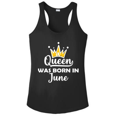 A Queen Was Born In June Birthday Ladies PosiCharge Competitor Racerback Tank