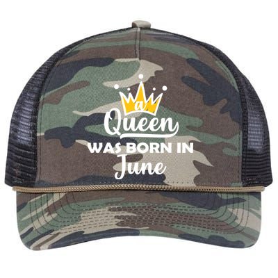 A Queen Was Born In June Birthday Retro Rope Trucker Hat Cap