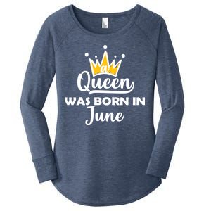 A Queen Was Born In June Birthday Women's Perfect Tri Tunic Long Sleeve Shirt