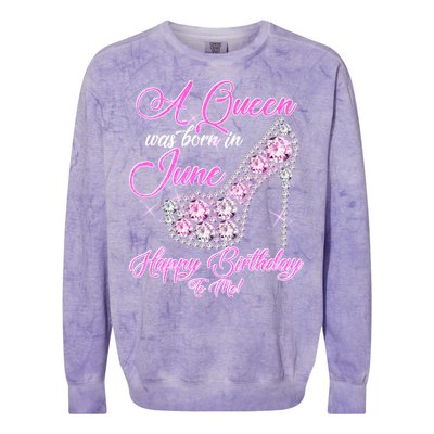 A Queen Was Born in June Fancy Birthday Colorblast Crewneck Sweatshirt