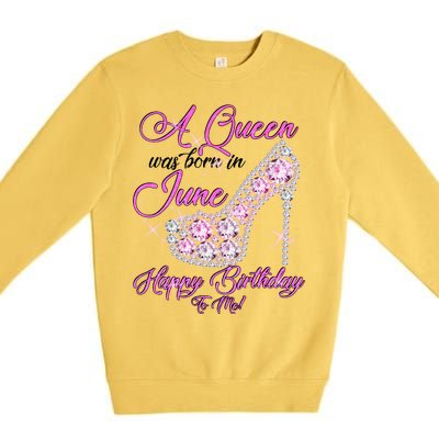 A Queen Was Born in June Fancy Birthday Premium Crewneck Sweatshirt