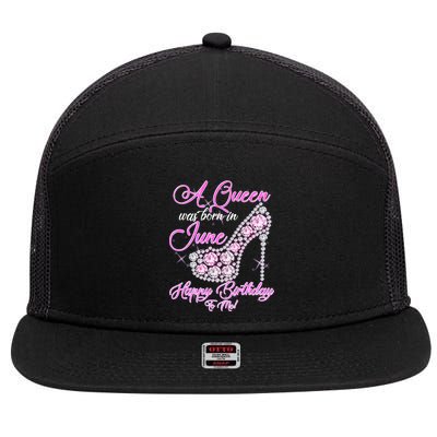 A Queen Was Born in June Fancy Birthday 7 Panel Mesh Trucker Snapback Hat