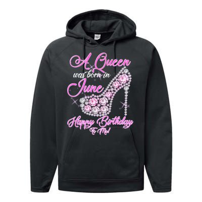 A Queen Was Born in June Fancy Birthday Performance Fleece Hoodie