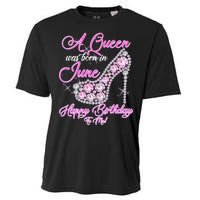 A Queen Was Born in June Fancy Birthday Cooling Performance Crew T-Shirt