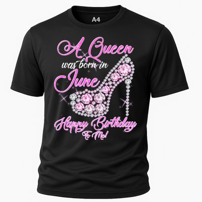 A Queen Was Born in June Fancy Birthday Cooling Performance Crew T-Shirt