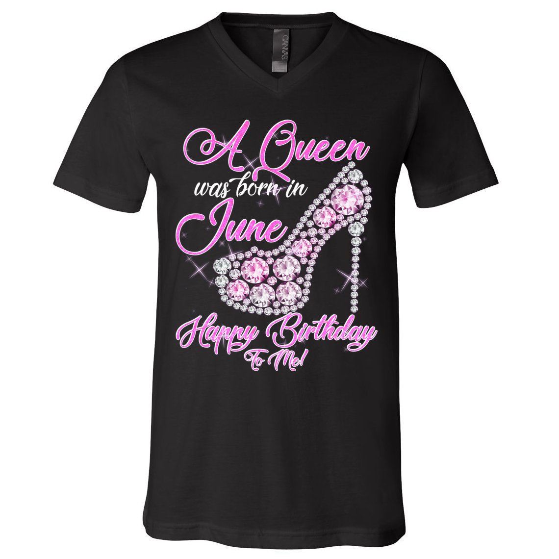 A Queen Was Born in June Fancy Birthday V-Neck T-Shirt